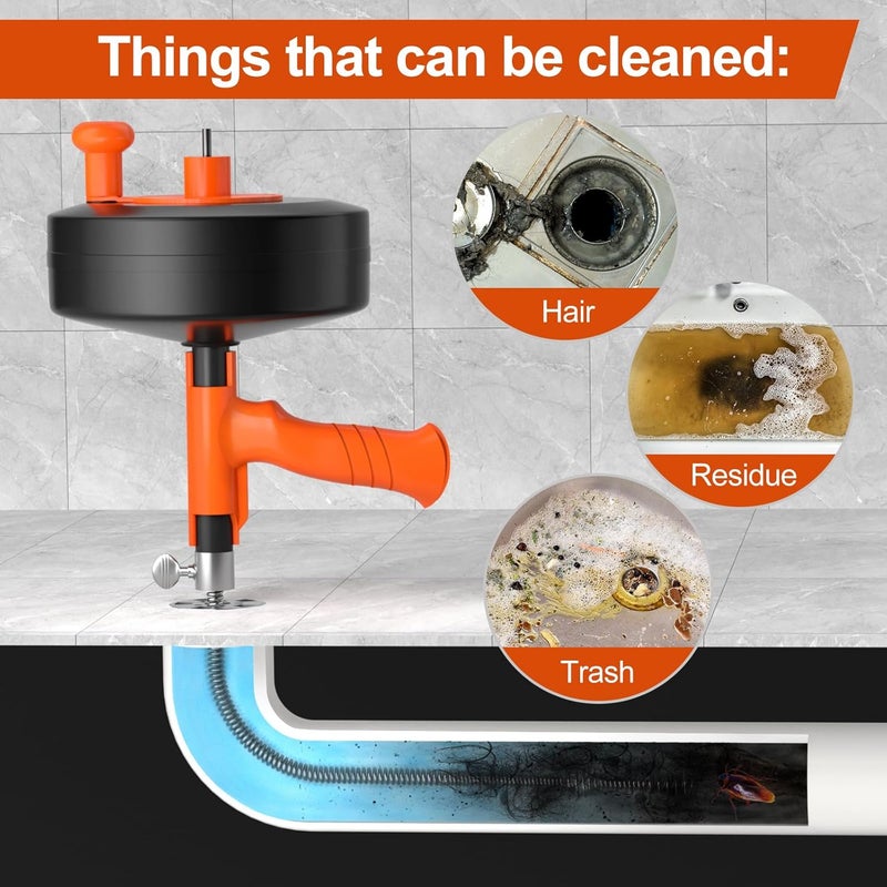 KINGLEV Drain Auger, Plumbing Snake With Drill Adapter, 35ft Heavy Duty Flexible Sink Steel Plumbing Auger Bathroom Hair Clog Removal Tool, Manual Or Powered - No auto retract or feed - Image 3